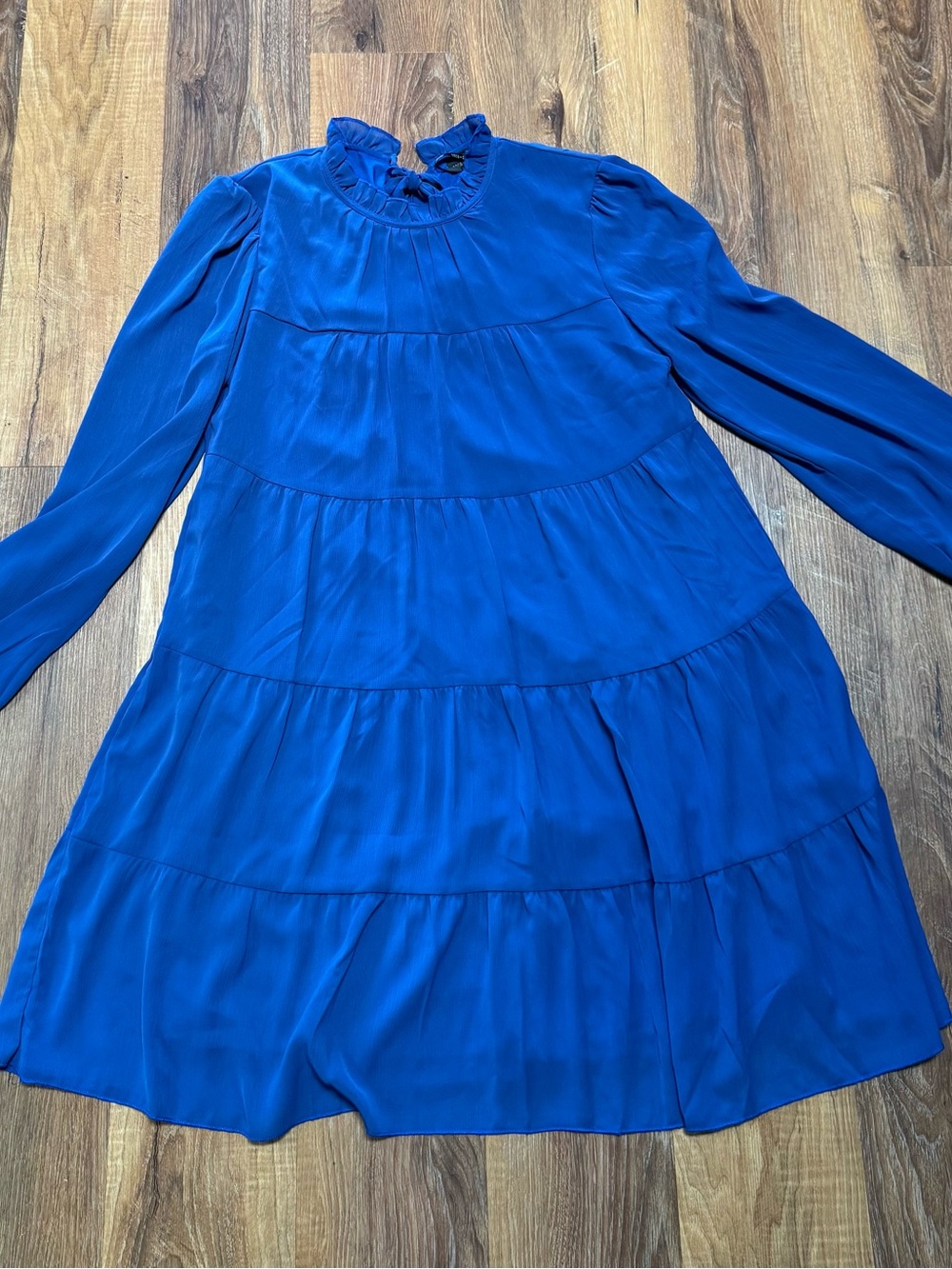 Coco + Carmen Cobalt Blue Ruffled Mock Neck Top